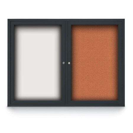 United Visual Products Decor Wood Combo Board, 60"x48", Light Oak/Black Porcelain & Black UV704DEFAB-LTOAK-BLKPORC-BLACK